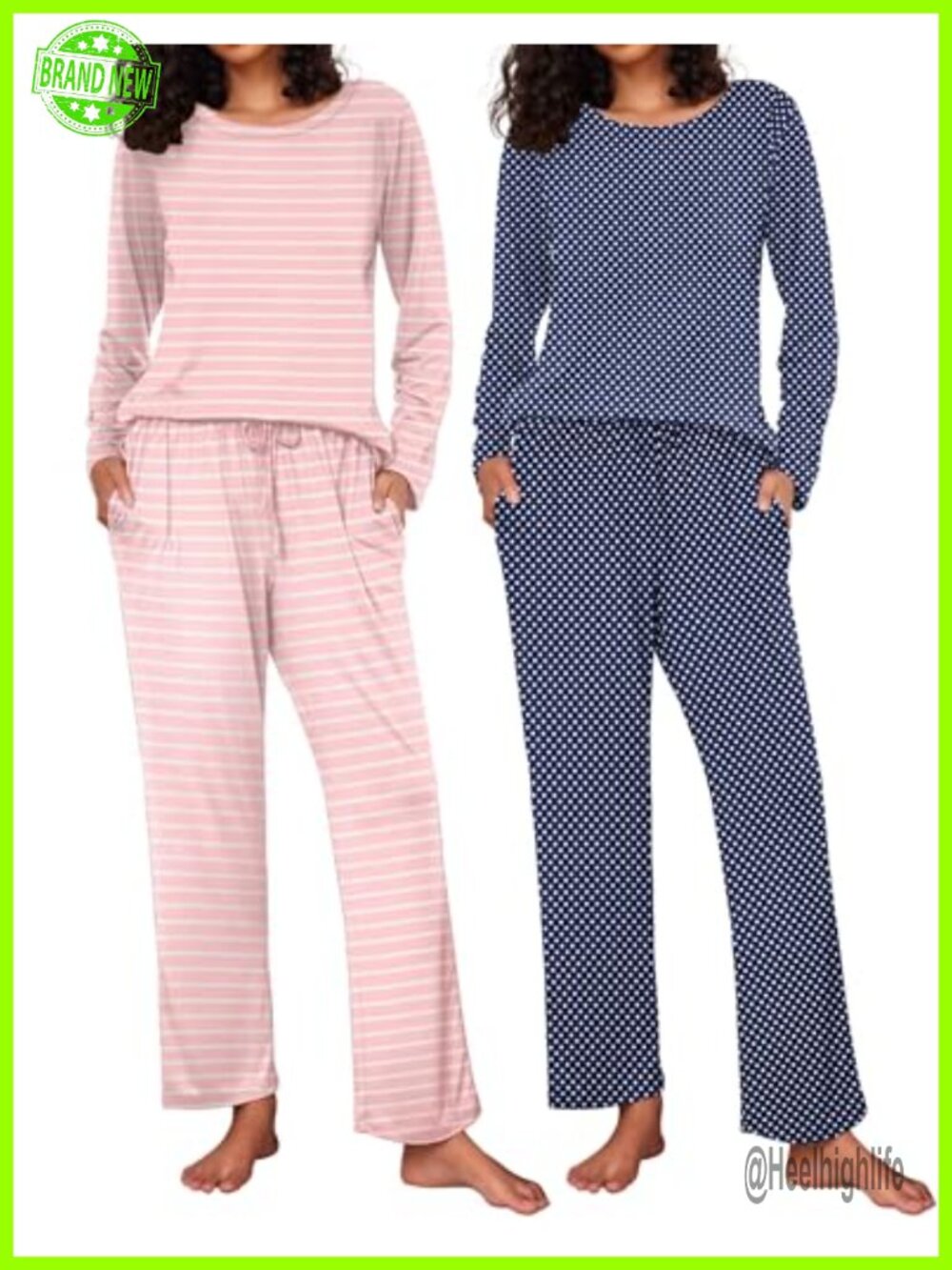 Women's 2-Pack Long Sleeve Pajama Sets Soft Lounge Pjs with Pockets